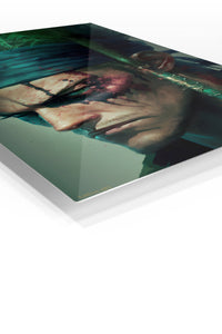 Bloodied Green Headband Warrior premium metal wall art Ã¢â‚¬â€œ angled view