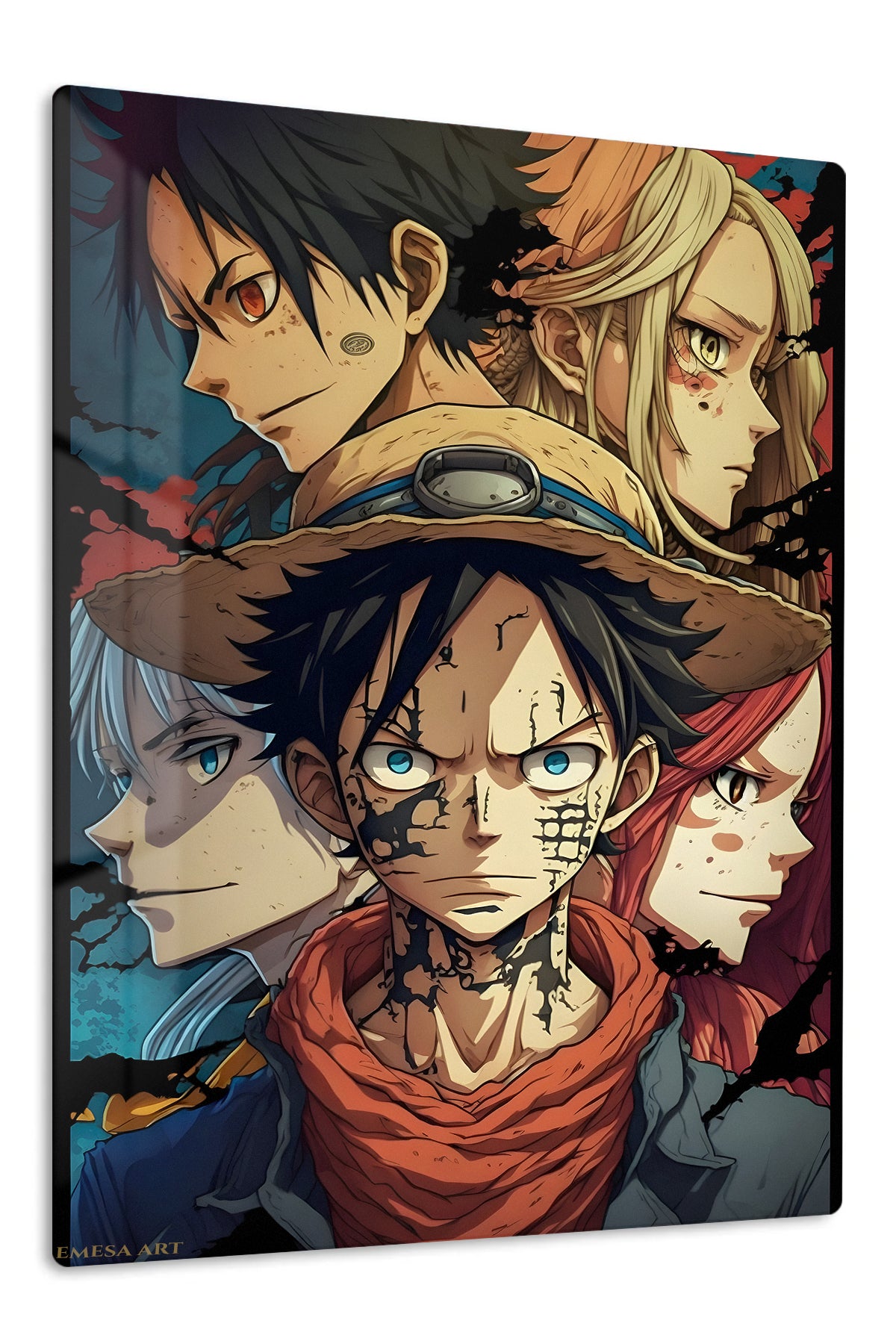 Battle-Worn Adventurers Portrait Collage premium metal wall art Ã¢â‚¬â€œ front view