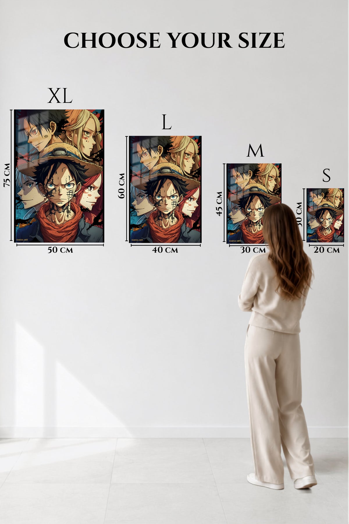 EMESA metal wall art size comparison guide for Battle-Worn Adventurers Portrait Collage