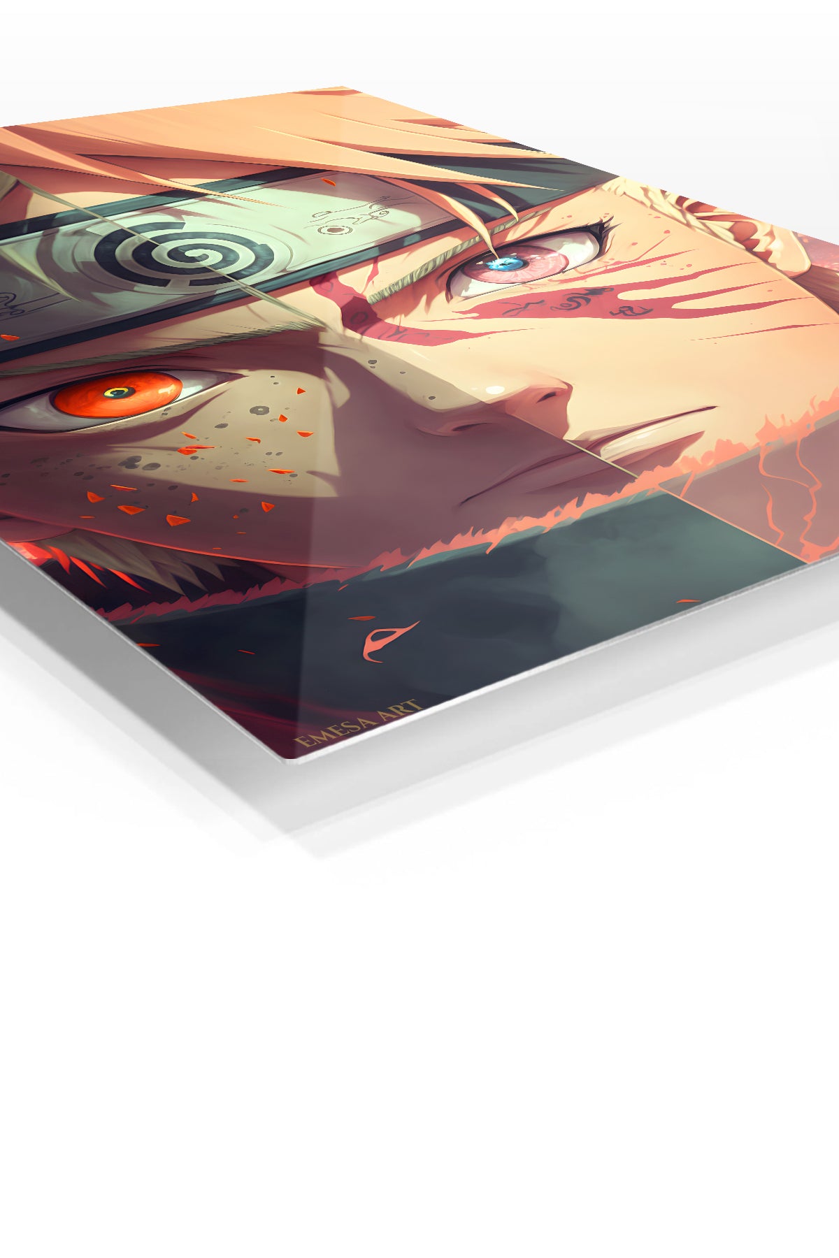 Divided Gaze Warrior premium metal wall art Ã¢â‚¬â€œ angled view