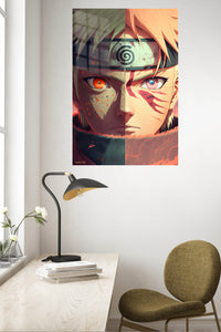 Divided Gaze Warrior metal wall art displayed in a contemporary living space