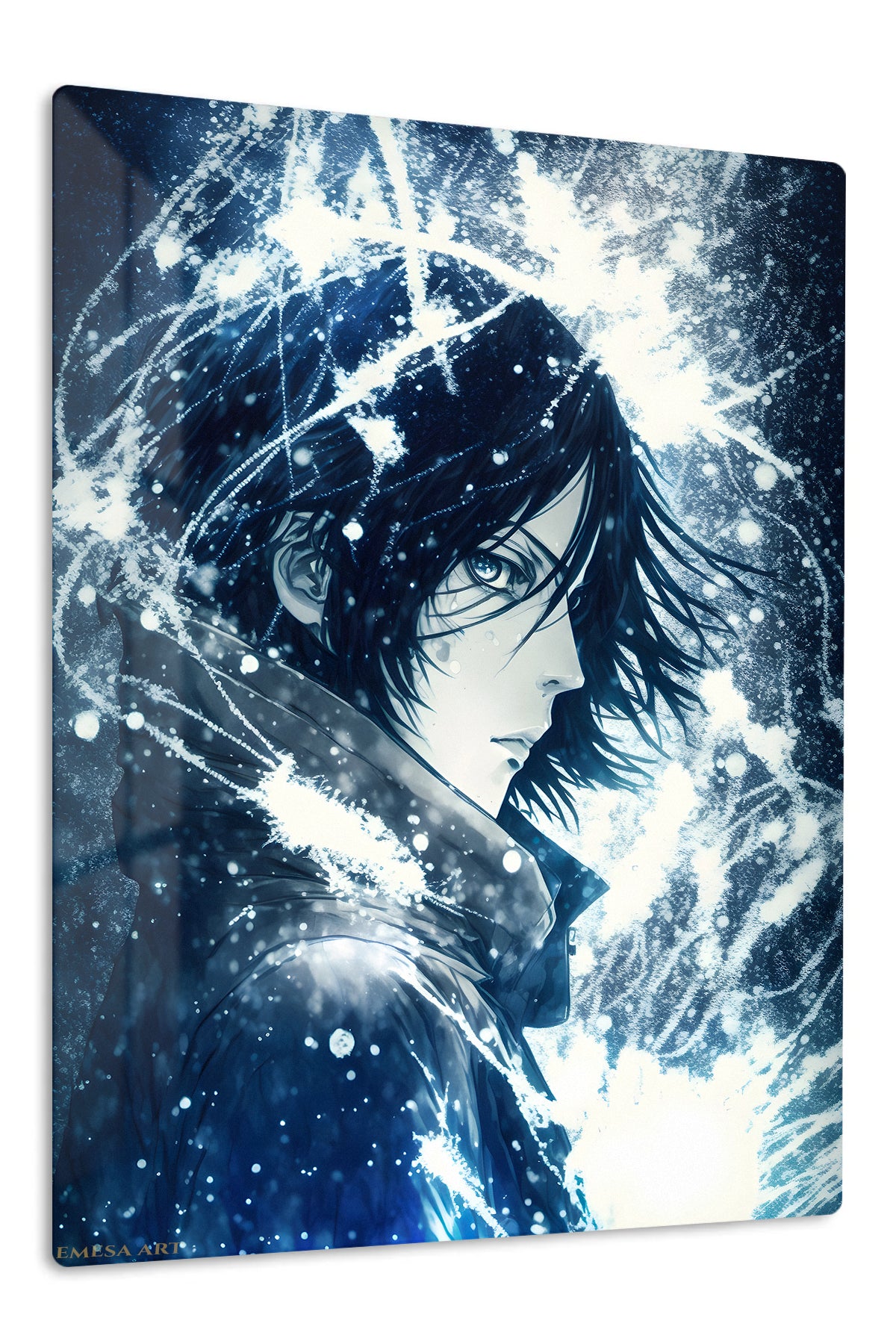 Snowbound Shadow Portrait premium metal wall art Ã¢â‚¬â€œ front view