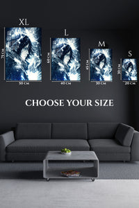 EMESA metal wall art size comparison guide for Snowbound Shadow Portrait