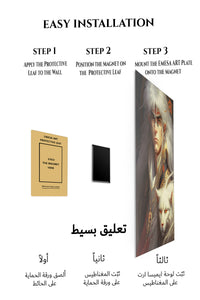 Magnetic mounting installation guide for White-Haired Elf Warrior and Snow Lion metal wall art