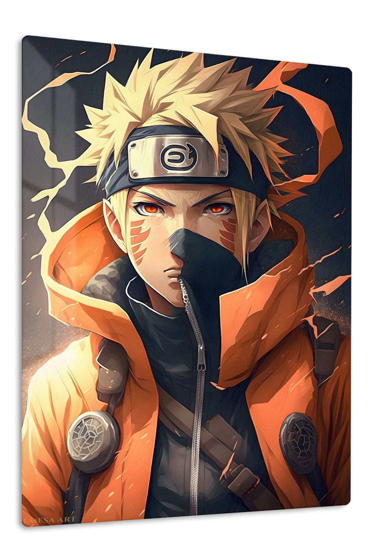 Ember-Eyed Ninja Warrior premium metal wall art Ã¢â‚¬â€œ front view