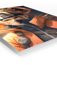 Ember-Eyed Ninja Warrior premium metal wall art Ã¢â‚¬â€œ angled view