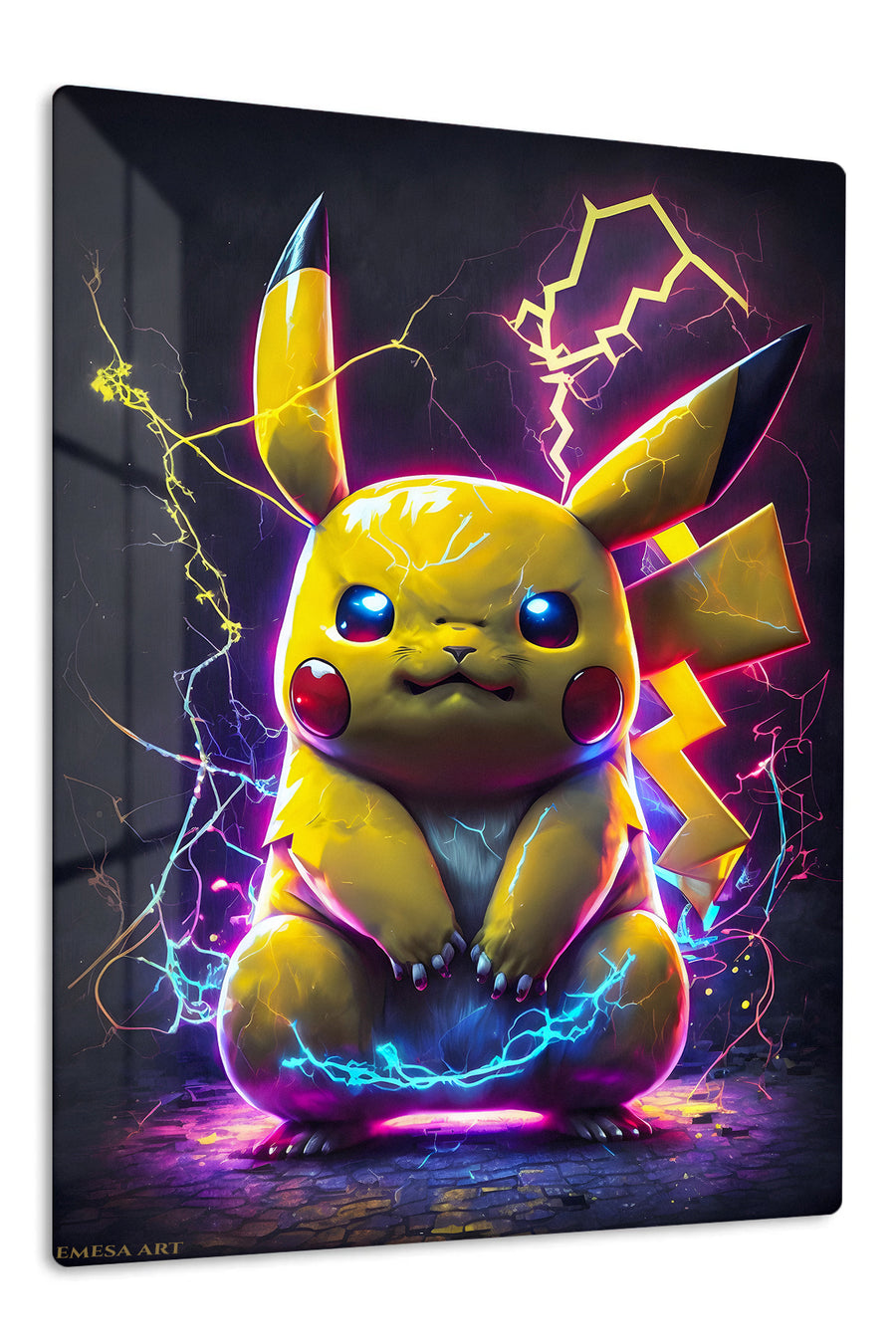 Neon Electric Mouse premium metal wall art Ã¢â‚¬â€œ front view