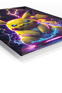 Neon Electric Mouse premium metal wall art Ã¢â‚¬â€œ angled view