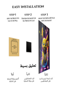 Magnetic mounting installation guide for Neon Electric Mouse metal wall art