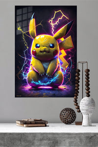 Neon Electric Mouse metal wall art displayed in a modern interior