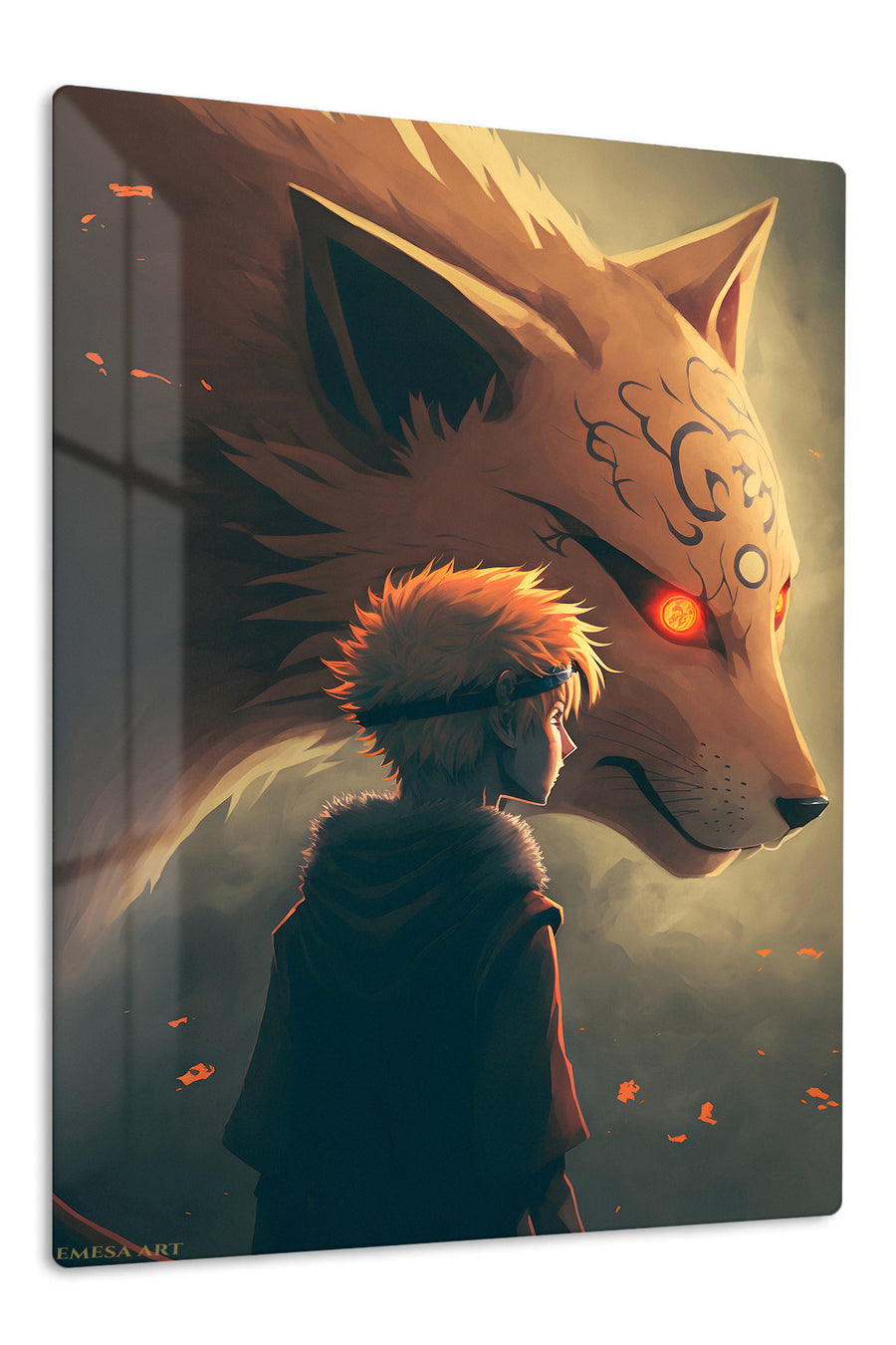Fox Spirit Guardian premium metal wall art Ã¢â‚¬â€œ front view