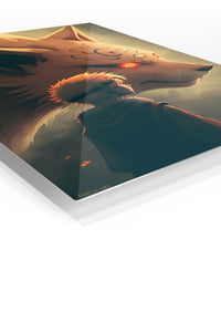 Fox Spirit Guardian premium metal wall art Ã¢â‚¬â€œ angled view