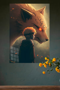 Fox Spirit Guardian metal wall art displayed in a modern interior