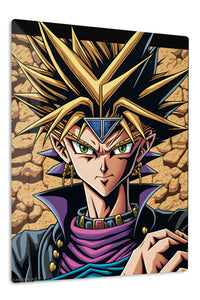 Golden-Haired Fantasy Warrior Portrait premium metal wall art Ã¢â‚¬â€œ front view