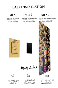 Magnetic mounting installation guide for Golden-Haired Fantasy Warrior Portrait metal wall art