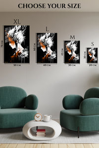 EMESA metal wall art size comparison guide for White-Haired Warrior Ink Burst