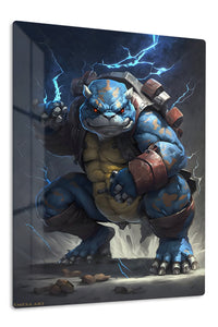 Stormbound Blue Armored Beast premium metal wall art Ã¢â‚¬â€œ front view