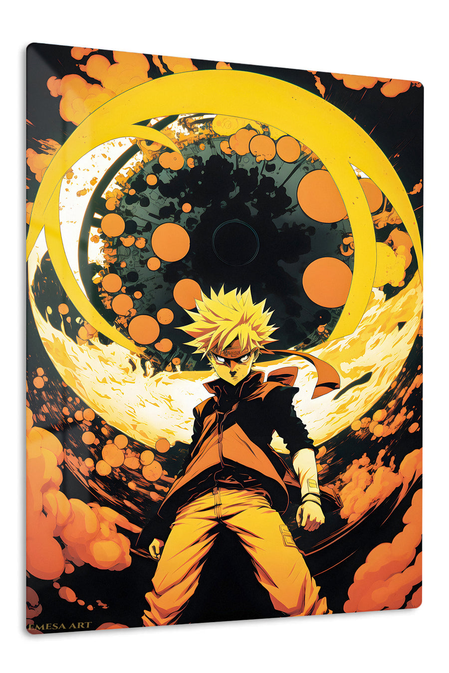 Golden Vortex Warrior premium metal wall art Ã¢â‚¬â€œ front view