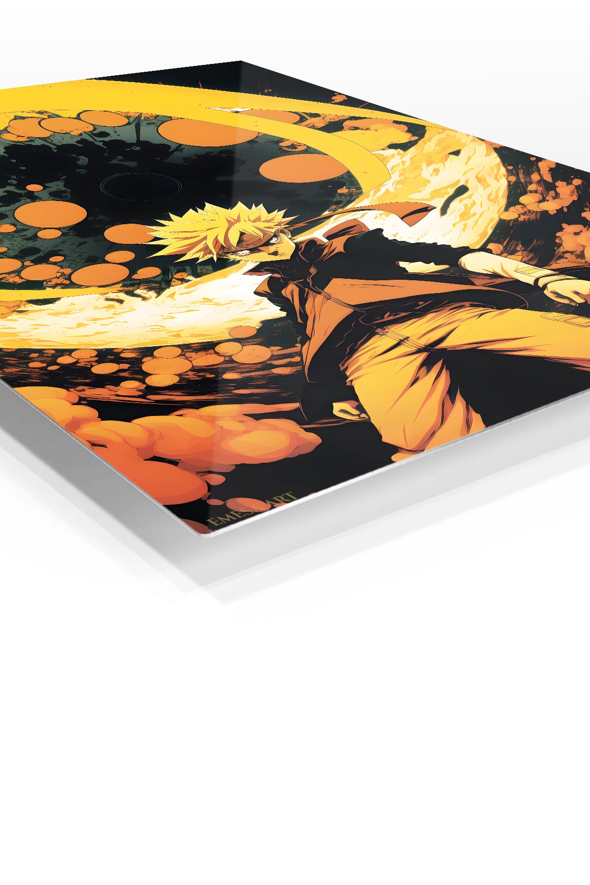 Golden Vortex Warrior premium metal wall art Ã¢â‚¬â€œ angled view