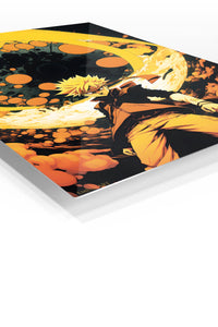 Golden Vortex Warrior premium metal wall art Ã¢â‚¬â€œ angled view