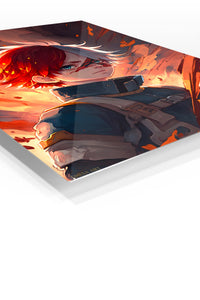 Flamebound Dual-Haired Warrior premium metal wall art Ã¢â‚¬â€œ angled view