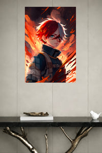 Flamebound Dual-Haired Warrior metal wall art displayed in a modern interior