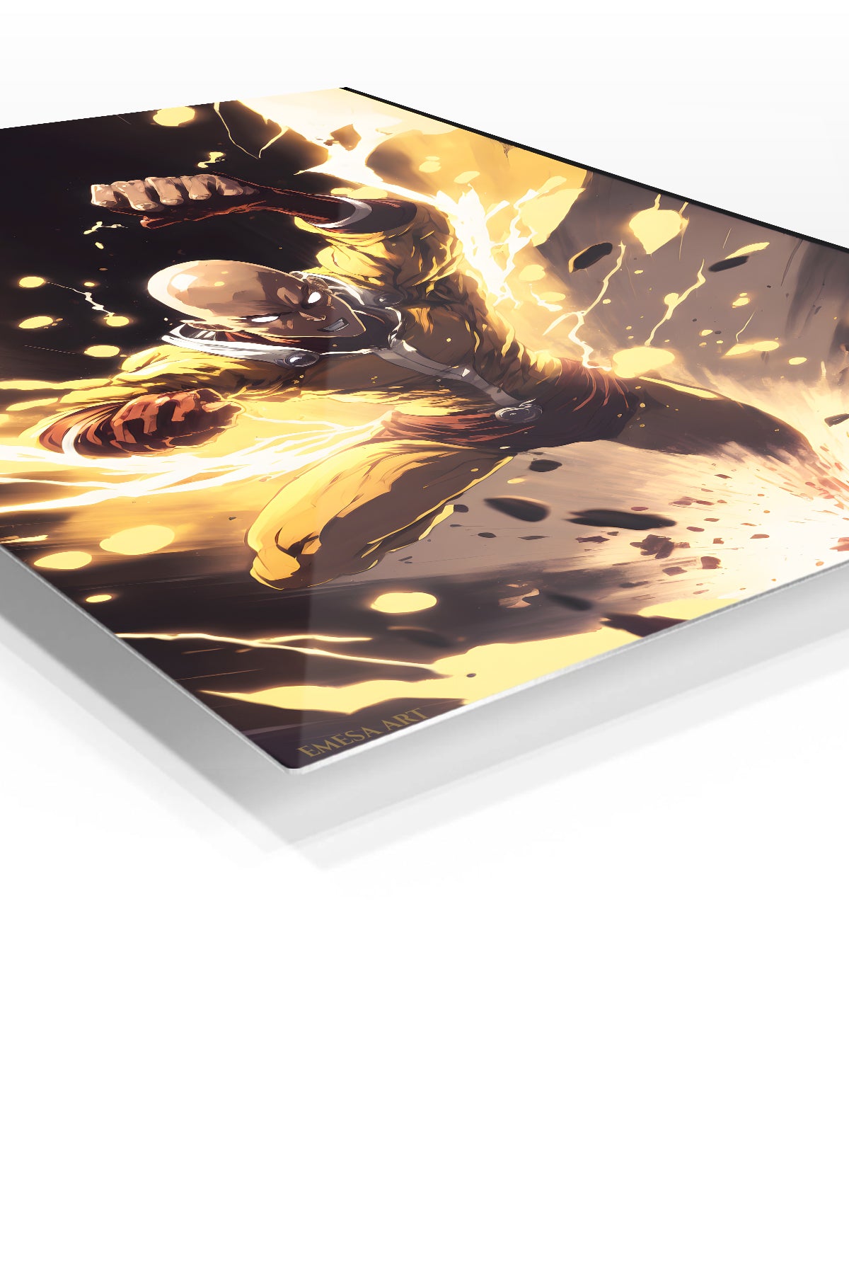 Golden Impact Hero premium metal wall art Ã¢â‚¬â€œ angled view
