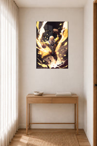 Golden Impact Hero metal wall art displayed in a contemporary living space