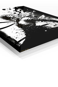 Ink Shadow Swordsman premium metal wall art Ã¢â‚¬â€œ angled view