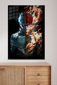 Fire and Ice Ember Warrior metal wall art displayed in a modern interior