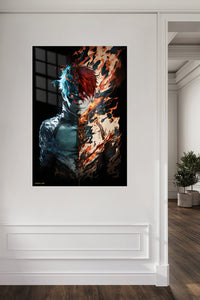 Fire and Ice Ember Warrior metal wall art displayed in a contemporary living space