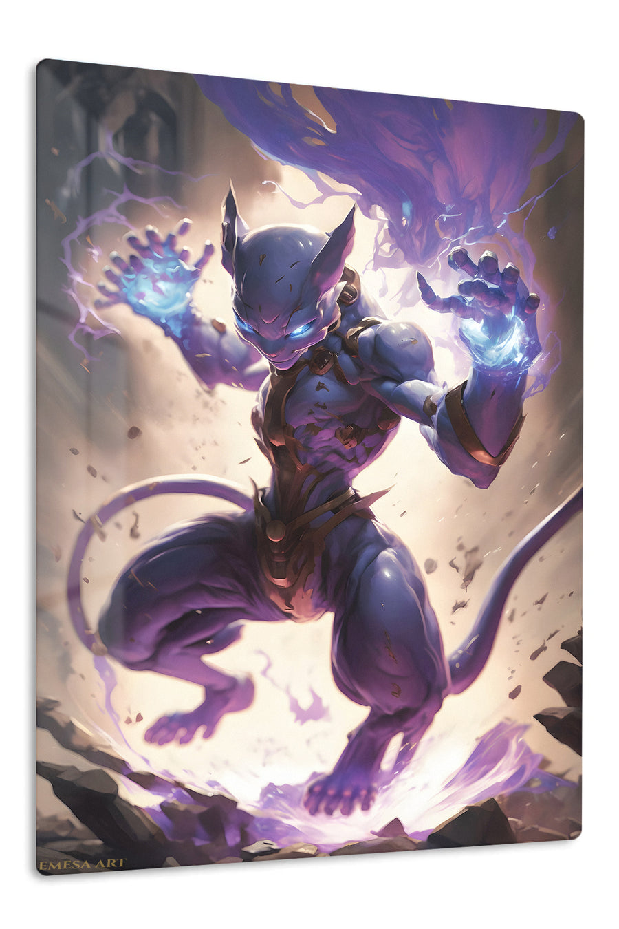 Arcane Feline Warrior premium metal wall art Ã¢â‚¬â€œ front view