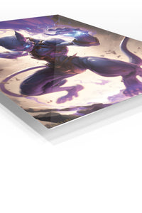 Arcane Feline Warrior premium metal wall art Ã¢â‚¬â€œ angled view