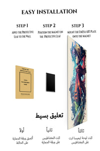 Magnetic mounting installation guide for Straw Hat Adventurer in Crimson Cloak metal wall art