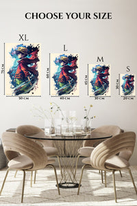 EMESA metal wall art size comparison guide for Straw Hat Adventurer in Crimson Cloak