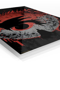 Crimson Moon Raven premium metal wall art Ã¢â‚¬â€œ angled view