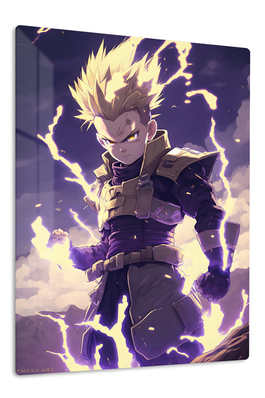 Lightning-Born Fantasy Warrior premium metal wall art Ã¢â‚¬â€œ front view