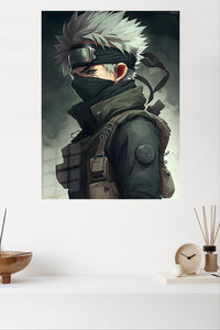 Silver-Haired Tactical Warrior metal wall art displayed in a modern interior
