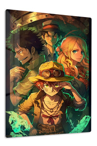 Goggled Adventurers in Emerald Light premium metal wall art Ã¢â‚¬â€œ front view