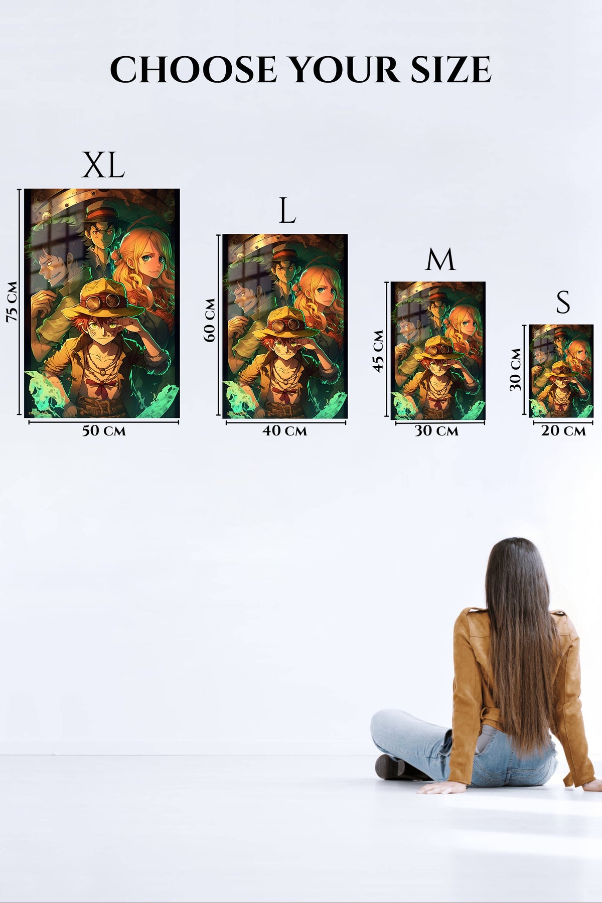 EMESA metal wall art size comparison guide for Goggled Adventurers in Emerald Light