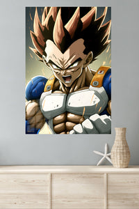 Roaring Spiky-Haired Warrior metal wall art displayed in a modern interior