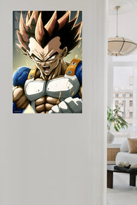 Roaring Spiky-Haired Warrior metal wall art displayed in a contemporary living space