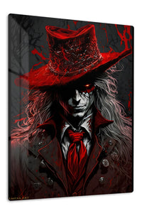 Crimson Shadow Hat premium metal wall art Ã¢â‚¬â€œ front view