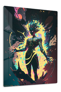 Neon Shadow Guardian premium metal wall art Ã¢â‚¬â€œ front view