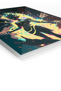 Neon Shadow Guardian premium metal wall art Ã¢â‚¬â€œ angled view