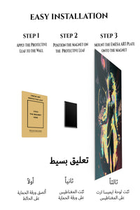Magnetic mounting installation guide for Neon Shadow Guardian metal wall art
