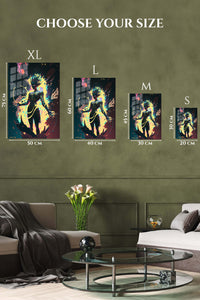 EMESA metal wall art size comparison guide for Neon Shadow Guardian