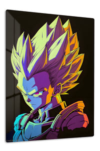 Neon Spiked-Hair Warrior Portrait premium metal wall art Ã¢â‚¬â€œ front view