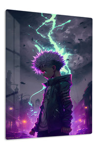 Neon Storm Wanderer premium metal wall art Ã¢â‚¬â€œ front view
