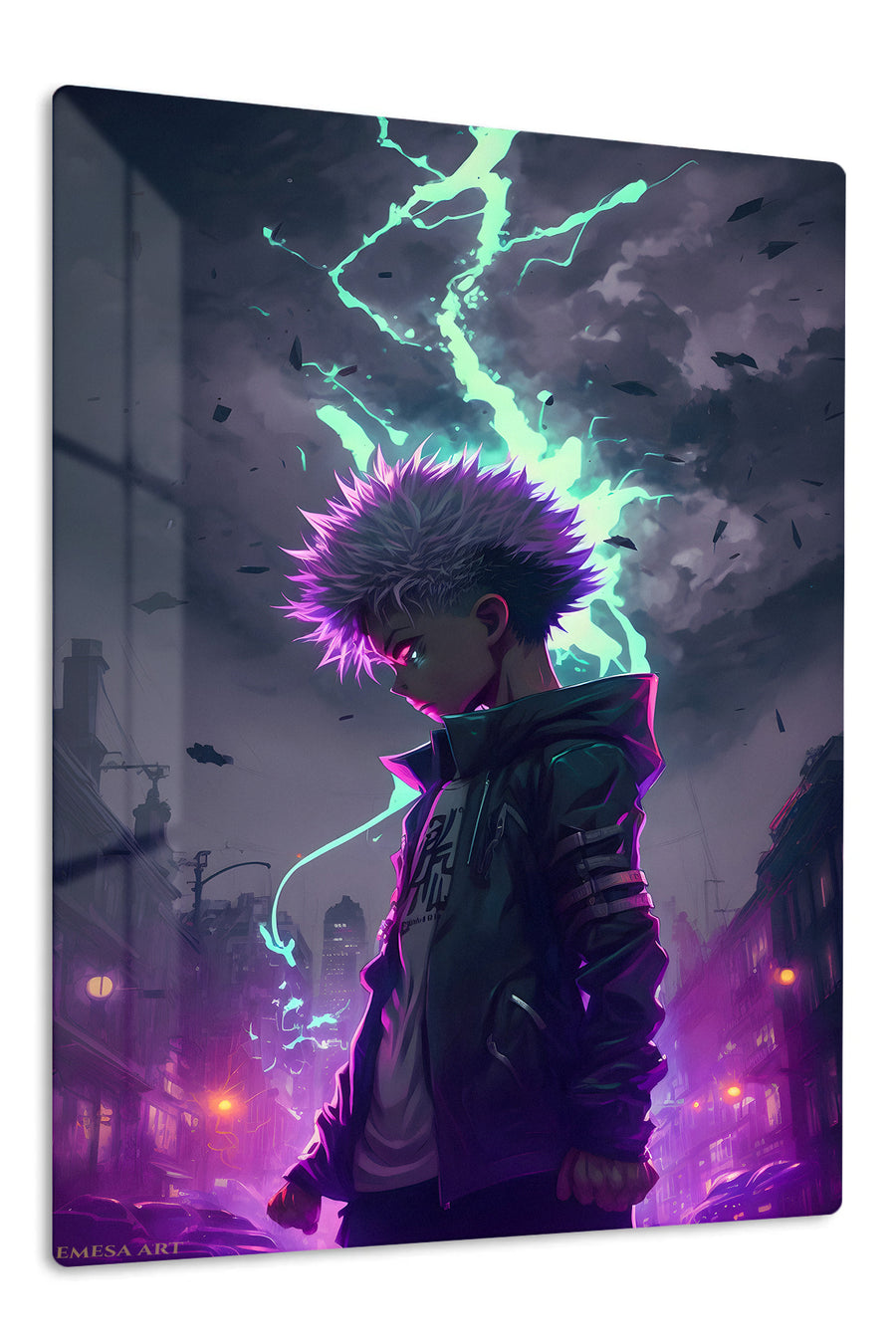 Neon Storm Wanderer premium metal wall art Ã¢â‚¬â€œ front view